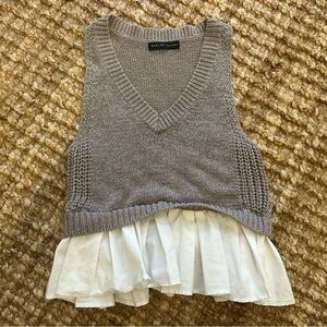 English Factory Gray Knit Sweater Vest with White Trim-women’s size S